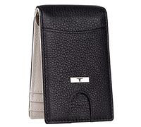 URBAN FOREST Eddy Portefeuille en cuir avec pince à billets pour homme, noir/sable, minimaliste, Noir/sable, Minimaliste
