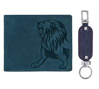 Urban Forest Leo Portefeuille vintage en cuir bleu avec blocage RFID et coffret cadeau bleu de qualité supérieure, bleu vintage + porte-clés, bleu vintage + porte-clés, Bleu vintage + porte-clés