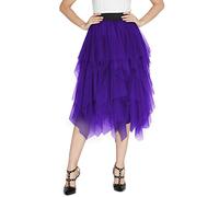 Urban GoCo Femme Vintage Jupon Mi-Longue Jupe en Tulle Taille Elastique Multi Couché Petticoat Tutu (M, Violet foncé)