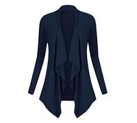 Urban GoCo Femmes Cardigan Drapé Ouverte Devant Manteau Manches Longues Ourlet Irrégulier Jaquette Bleu Marine XL