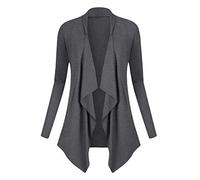 Urban GoCo Femmes Cardigan Drapé Ouverte Devant Manteau Manches Longues Ourlet Irrégulier Jaquette Gris S