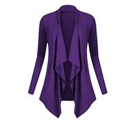 Urban GoCo Femmes Cardigan Drapé Ouverte Devant Manteau Manches Longues Ourlet Irrégulier Jaquette (L, Violet)