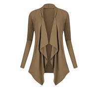 Urban GoCo Femmes Cardigan Drapé Ouverte Devant Manteau Manches Longues Ourlet Irrégulier Jaquette (Large, Camel)