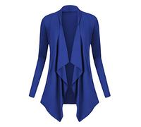 Urban GoCo Femmes Cardigan Drapé Ouverte Devant Manteau Manches Longues Ourlet Irrégulier Jaquette (Small, Bleu Royal)