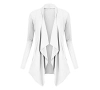 Urban GoCo Femmes Cardigan Drapé Ouverte Devant Manteau Manches Longues Ourlet Irrégulier Jaquette (S, Blanc)