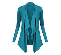Urban GoCo Femmes Cardigan Drapé Ouverte Devant Manteau Manches Longues Ourlet Irrégulier Jaquette (XL, Sarcelle)