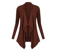 Urban GoCo Femmes Cardigan Drapé Ouverte Devant Manteau Manches Longues Ourlet Irrégulier Jaquette (XX-Large, Caramel)