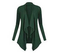 Urban GoCo Femmes Cardigan Drapé Ouverte Devant Manteau Manches Longues Ourlet Irrégulier Jaquette (XL, Vert foncé)