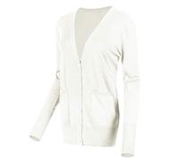 Urban GoCo Femmes Casual Cardigan en Tricot Pull à Manches Longues Classique Blouson Gilet avec Boutons,Blanc,L