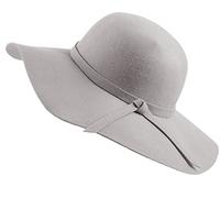 Urban GoCo Femmes Filles Chapeau de Laine en Feutre à Larges Bords Bowler Hat Fedora Elégant Capeline Floppy Cloche (Gris Clair)