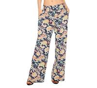 Urban GoCo Femmes Floral Imprimé Pantalons Casual Jambe Large Palazzo Pantalons (Small, 1)