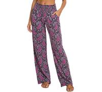 Urban GoCo Femmes Floral Imprimé Pantalons Casual Jambe Large Palazzo Pantalons (Small, 8)