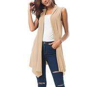 Urban GoCo Femmes sans Manches Drapé Cardigan Gilet (Large, Abricot)