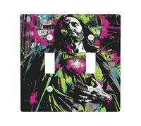 Urban Graffiti Plaques de protection pour interrupteur de lumière/cache-prise, art mural Neon City Sacred Heart, plaques murales thermoplastiques, taille standard double bascule