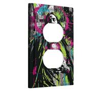 Urban Graffiti Plaques de protection pour interrupteur de lumière/Couvercles de sortie, Art mural Neon City Sacred Heart, Plaques murales thermoplastiques, prise duplex simple de taille standard