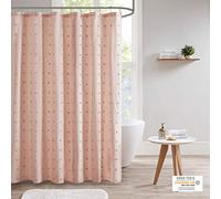 Urban Habitat Brooklyn UH70-2242 Rideau de Douche en Tissu de Coton Jacquard à Pompons Lavable en Machine Style Shabby Chic Moderne Décoration de Salle de Bain Baignoire 177,8 x 182,9 cm Rose