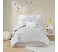 URBAN HABITAT Parure de lit 5 pièces 100% Jacquard de Coton, Housse de Couette Style Shabby Chic Toutes Saisons pour Couette, taies d'oreiller Assorties, oreillers décoratifs, lit Simple/Double XL
