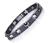 Urban-Jewelry Bracelet en tungstène et céramique pour homme Noir et argent