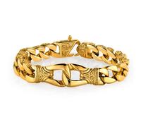 URBAN JEWELRY Incroyable bracelet à maillons en acier inoxydable pour homme Argenté/noir 22,9 cm avec collier Option 53,3 cm (avec boîte cadeau), 9 inches, Plaqué or, Sans pierre précieuse