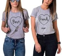 Urban Kingz BFF Best Friends Femme Fille T-Shirt Best Friends Forever - 1x Tshirt Best Gris S