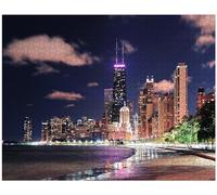 Urban Lake Michigan North Avenue Beach - Puzzle en bois de 1 000 pièces - Puzzle photo personnalisé pour adultes et amis - Cadeau pour mariage, anniversaire, Saint-Valentin, décoration d'intérieur