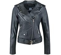 Urban Leather Blouson pour Femme en Cuir d'agneau, Veste de style motard Alice - 5884, Noir, XL