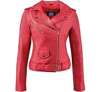 Urban Leather Femme Ur-196 Blouson pour Femme r tro Alice en Cuir d Agneau, Rouge, XXL EU