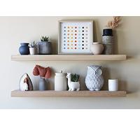 Urban Legacy Lot de 2 étagères flottantes modernes en chêne blanc brut | Faciles à installer avec supports d'étagère flottants | 61 x 17,8 x 5,1 cm
