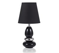 Urban Lifestyle ANNA Lampe de chevet noire Lampe de table givrée Lampe de table en céramique avec abat-jour en tissu Ampoule LED Convient pour table E14 230V Lampe de canapé [Classe énergétique A+]