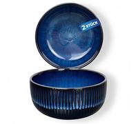 Urban Lifestyle Bols petit déjeuner pour céréales Diana, lot de 2 en grès, Ø 15 cm, 700-800 ml, bleu marine bol ramen, saladier, grand bol