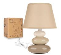 Urban Lifestyle Lampe de table Lina/lampe de chevet en céramique avec 3 pierres, gris beige