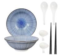 Urban Lifestyle - Set de 8 Bol Ramen en Porcelaine 1 L · Pour 2 Personnes avec Bols, Coupelles, Cuillères & Baguettes · Bol Céramique Idéal pour Nouilles, Udon, Pho & Salades (Tokusa)