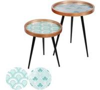 Urban Living - 2 Tables d'appoint design Art Déco - Bleu et blanc - Art Up Bleu clair
