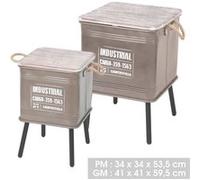 Urban Living - 2 Tables d'appoint design industriel Loft - Taupe - Loft Taupe