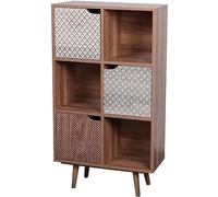 Urban Living "Baobab BIBLIOTHEQUE 6 CASIERS ET 3 Portes DECORES 60X29XH105CM