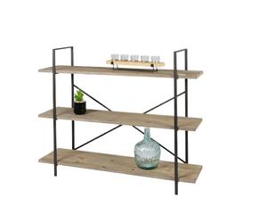 Urban Living "Country Side Etagere 3 Niveaux Effet Massif ET Structure Metal 120X30XH103CM
