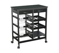 Urban Living - Desserte à roulettes avec 2 tiroirs et de multiples rangements - H. 76 cm - Blanc