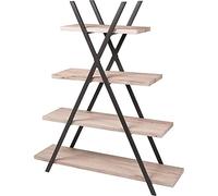 Generique Etagère pyramide Dock 4 étages – Style industriel métal imitation chêne L120x33xH138 cm