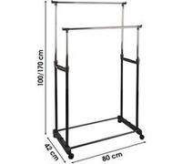 Urban Living - Double penderie mobile Pendo - L. 80 x H. 170 cm - Noir - Pendo Noir G