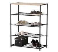 Urban living Étagère à Chaussures en métal à 4 étages avec étagère en Bois