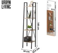 Urban Living Étagère à étages COLORADO Étagère sur pied 34 x 32,5 x 148 cm 151373