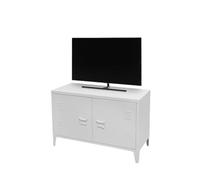 Urban Living Industriel White Meuble TV en Metal 2 Portes 100X40XH53CM