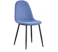 Urban Living "INOUI Chaise en Velours Bleu Canard avec Pied Metal Noir