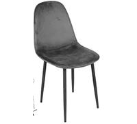 Urban Living "INOUI Chaise en Velours Gris avec Pied Metal Noir