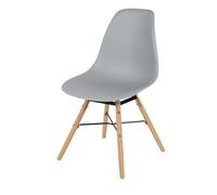 Urban living "JENA Chaise Gris Clair PP Structure Metal Noir ET Pied Bois 45,5X52XH42/81CM