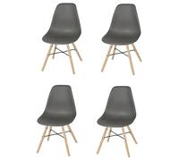 Urban Living JENA Chaise Gris Fonce PP Structure Metal Noir ET Pied Bois 45,5X52XH42/81CM