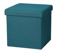 Urban living KUBE TISSU POUF DE RANGEMENT PLIABLE BLEU CANARD 37,5XH37,5CM