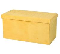 Urban living KUBE VELOURS BANC DE RANGEMENT PLIABLE JAUNE 76X37,5X37,5CM