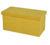 Urban living KUBE VELOURS COTELE BANC DE RANGEMENT JAUNE MOUTARDE 76X37,5XH37,5CM
