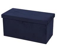 Urban living KUBE VELOURS COTELE BANC DE RANGEMENT PLIABLE BLEU 76X37,5XH37,5CM